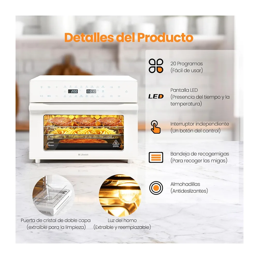 LLIVEKIT Freidora de Aire XXL 30 L con Asador Giratorio — 2
