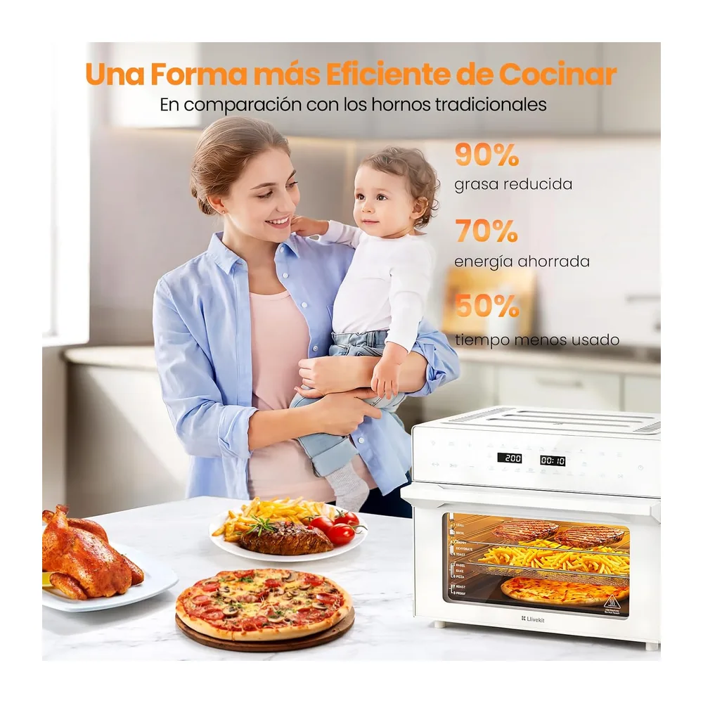 LLIVEKIT Freidora de Aire XXL 30 L con Asador Giratorio — 5