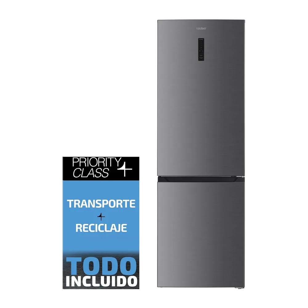 SAUBER, Frigorífico Combi Serie 5-FCD18526XH Tecnología TOTAL NOFROST, Luz LED, E, Puertas Reversibles, INOX, — 2