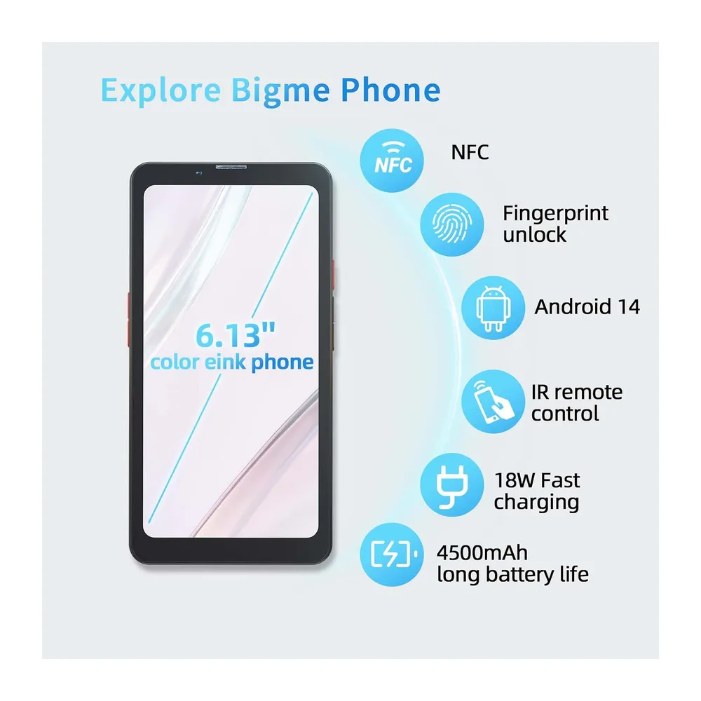 Bigme HiBreak Pro Color 6.13" ePaper E-Ink Smartphone con Desbloqueo de Huellas Dactilares — 5