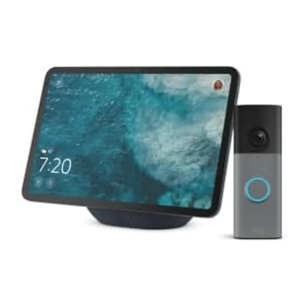 Amazon Echo Show 11 (última gen.), Gris grafito + Ring Videotimbre con batería (última gen.) | Ve las visitas