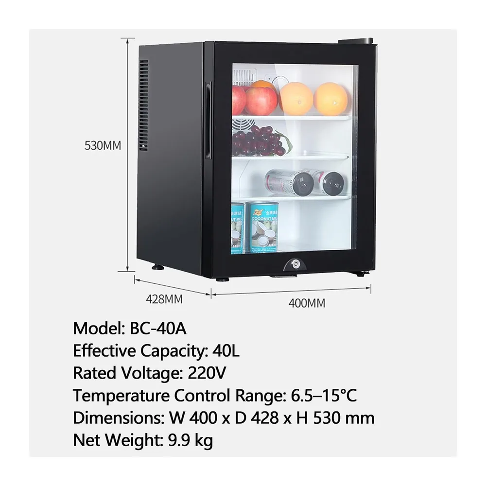 Frigorífico Vertical Compacto con Puerta Cristal y Cerradura. 40L — 3