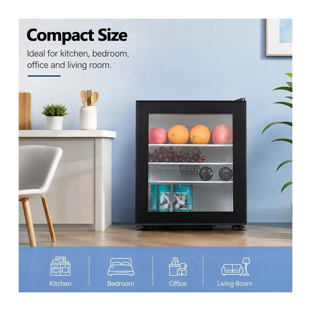 Frigorífico Vertical Compacto con Puerta Cristal y Cerradura. 40L — 6