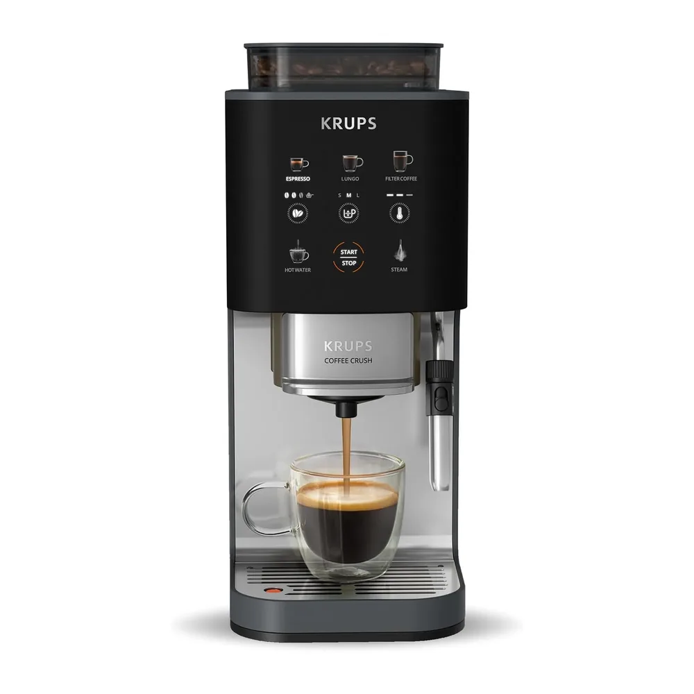 KRUPS Coffee Crush, Cafetera Automática, Espumador de leche, Compacta, Coal
