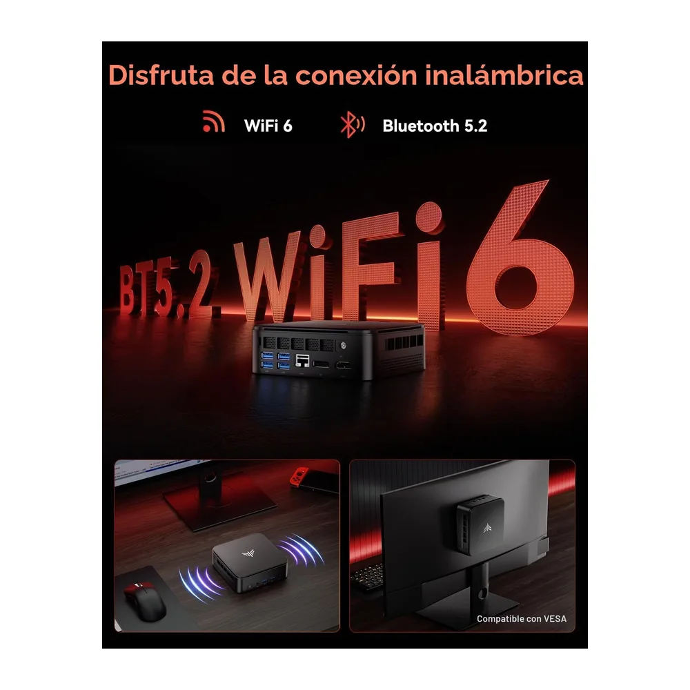 NiPoGi E3B Mini PC AMD Ryzen 5 7530U (4,5 GHz) 16 GB RAM+1TB M.2 SSD — 3