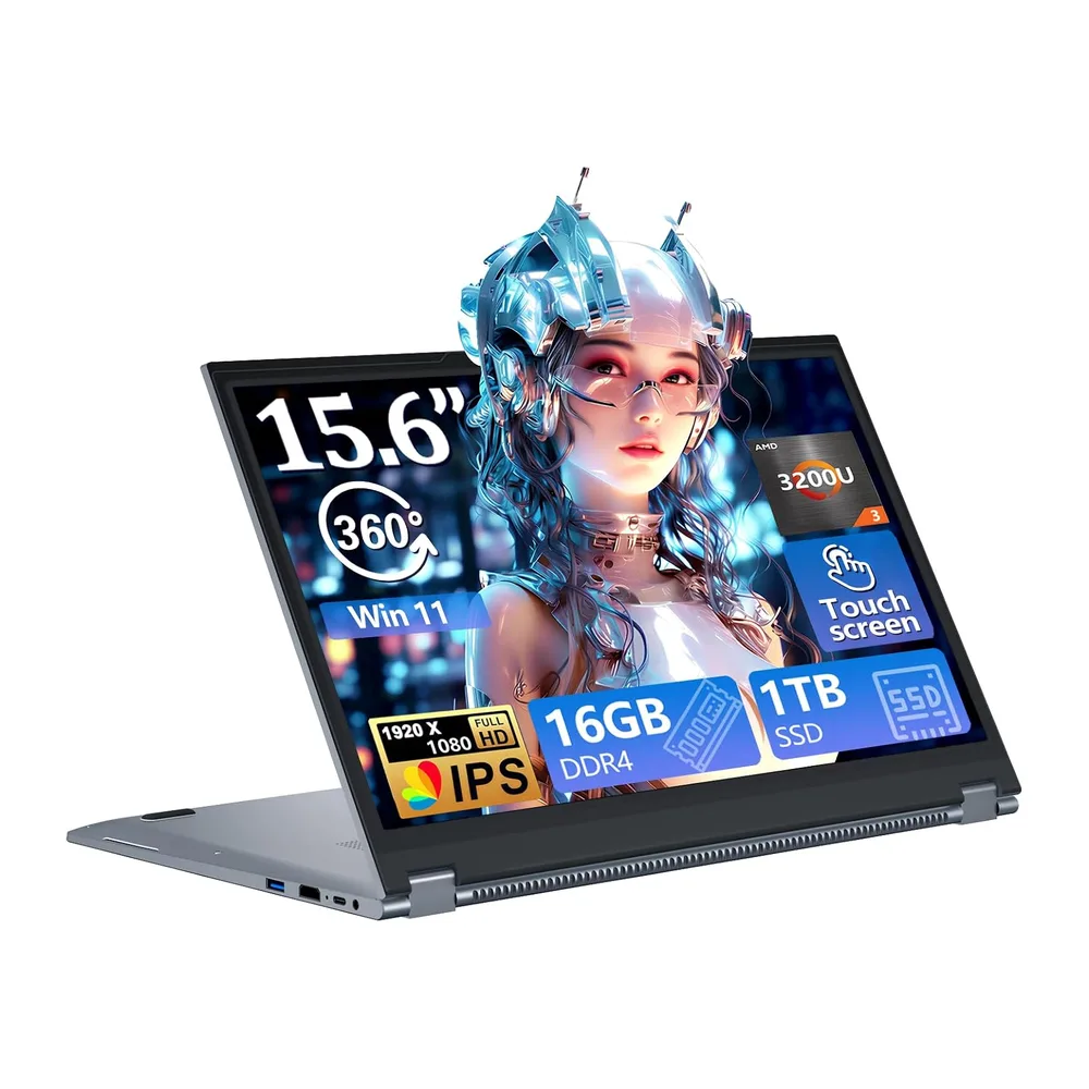 15,6 Pulgadas Ordenador Portátil Pantalla Táctil 2 en 1