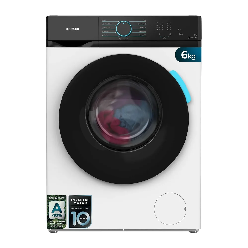 Cecotec Lavadora 6Kg Carga Frontal Bolero DressCode 6110 Inverter Max [Clase de eficiencia energética A]