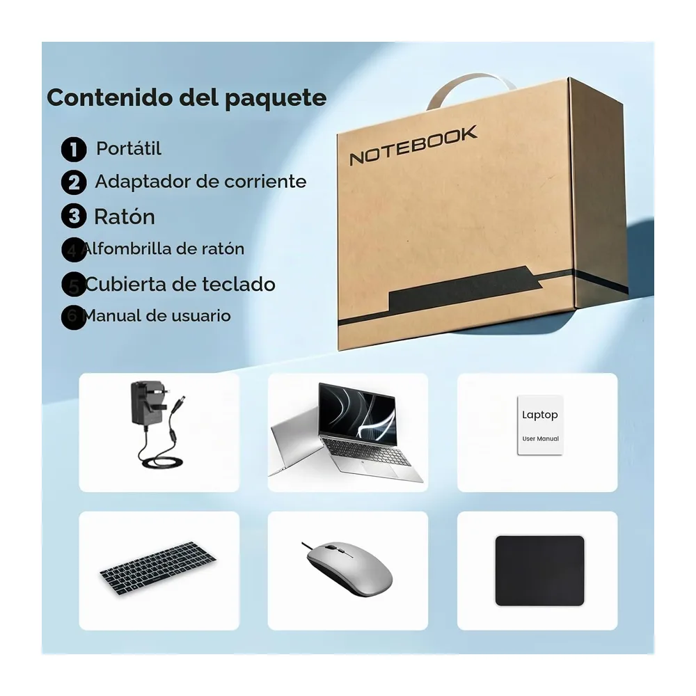 Kayoote 15.6" Portátil Win 11 Pro, 8GB RAM 256GB SSD, Pantalla 1080P FHD, Procesador 3855U, Teclado — 2
