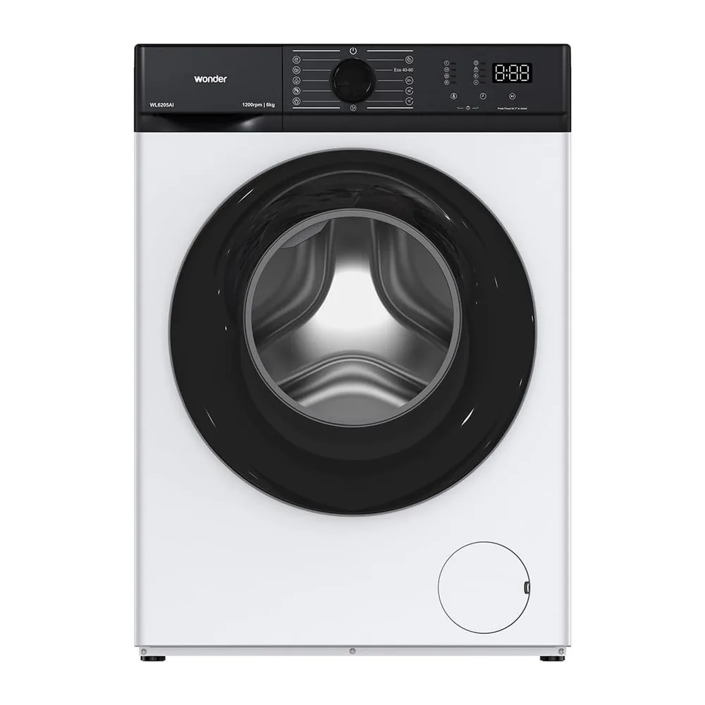 Wonder Lavadora 6 kg Carga Frontal, Blanco, WL6205AI. 1200 rpm, Motor Inverter, 12 Programas, Eco-logic