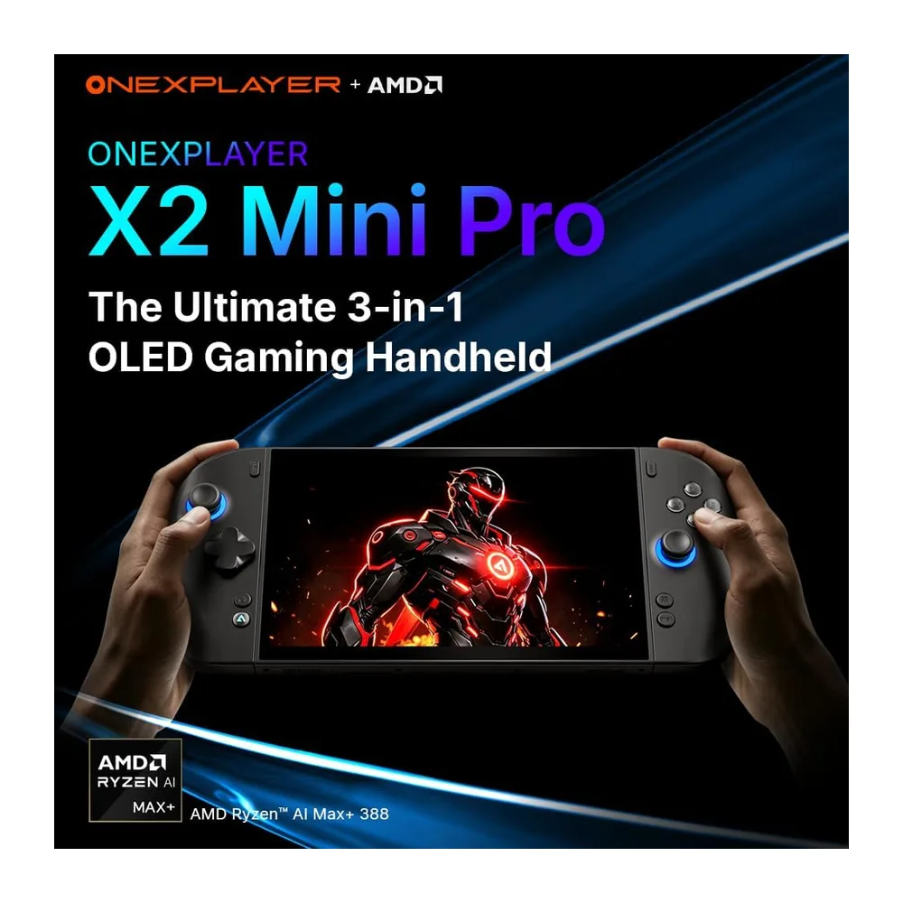WEELIAO ONEXPLAYER X2 Mini Pro 3-en-1 OLED PC Gaming AMD Ryzen AI MAX+ 388 (48GB RAM+1TB SSD) — 3