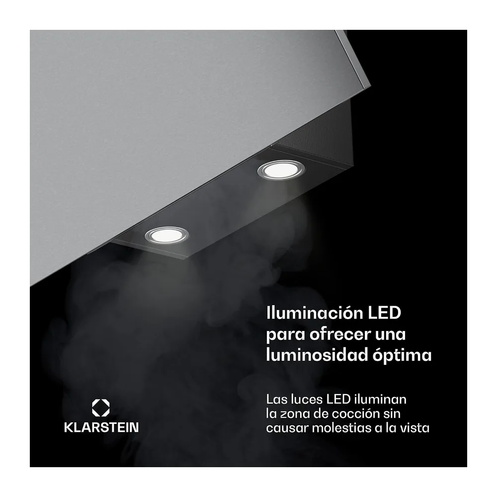 Klarstein Campana extractora angular, Silver Lining 90 cm - 557 m³/h Extractor, Acero inoxidable, Luz LED, — 5