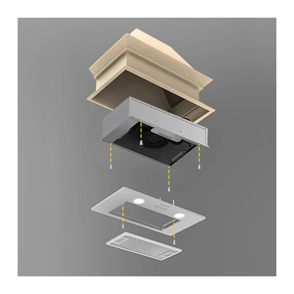 Ciarra Campana extractora encastrable de 52 cm - Campana de cocina integrada - CBCS5913A | 300 m³/h - Evacuación o recirculación - Compatible con filtro de carbón CBCF005 - 3 velocidades - Iluminación LED - Acero inoxidable [Clase energética B]