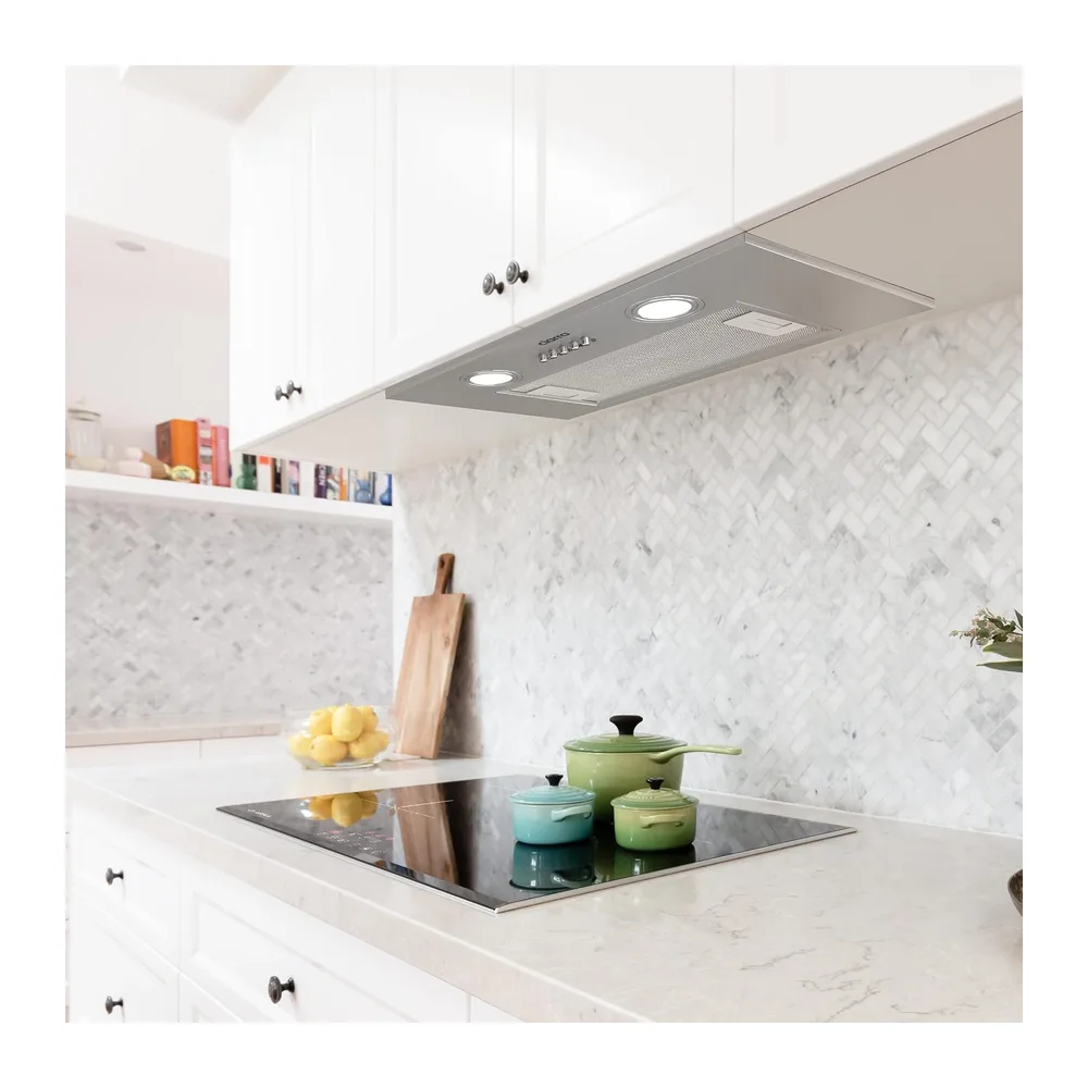Ciarra Campana extractora encastrable de 52 cm - Campana de cocina integrada - CBCS5913A | 300 m³/h - Evacuación o recirculación - Compatible con filtro de carbón CBCF005 - 3 velocidades - Iluminación LED - Acero inoxidable [Clase energética B]