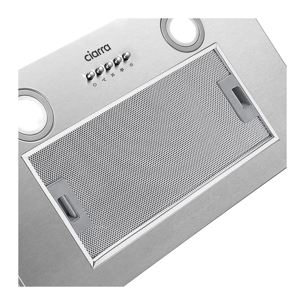 Ciarra Campana extractora encastrable de 52 cm - Campana de cocina integrada - CBCS5913A | 300 m³/h - Evacuación o recirculación - Compatible con filtro de carbón CBCF005 - 3 velocidades - Iluminación LED - Acero inoxidable [Clase energética B]