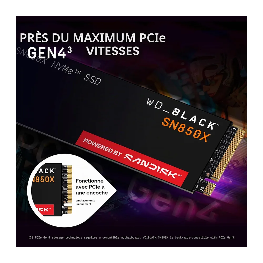 WD_BLACK SN850X SSD NVMe 2 TB, hasta 7300 MB/s de lectura, SSD Gaming M.2 2280 PCIe Gen 4.0