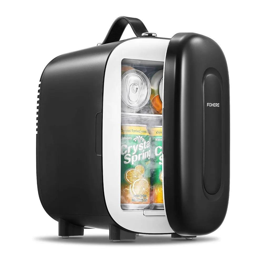 FOHERE Mini Nevera de Habitación 5 Litros / 6 Latas, Mini Frigorífico Termoeléctrico CA/CC, Cosmétic