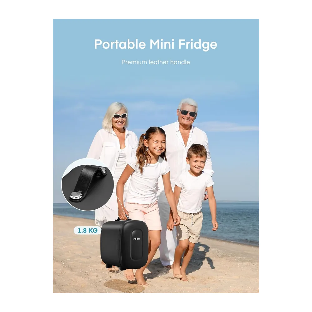 FOHERE Mini Nevera de Habitación 5 Litros / 6 Latas, Mini Frigorífico Termoeléctrico CA/CC, Cosmétic