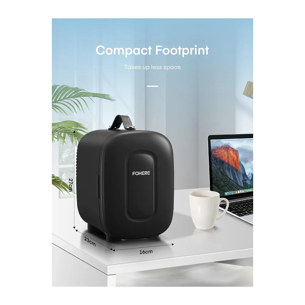FOHERE Mini Nevera de Habitación 5 Litros / 6 Latas, Mini Frigorífico Termoeléctrico CA/CC, Cosmétic