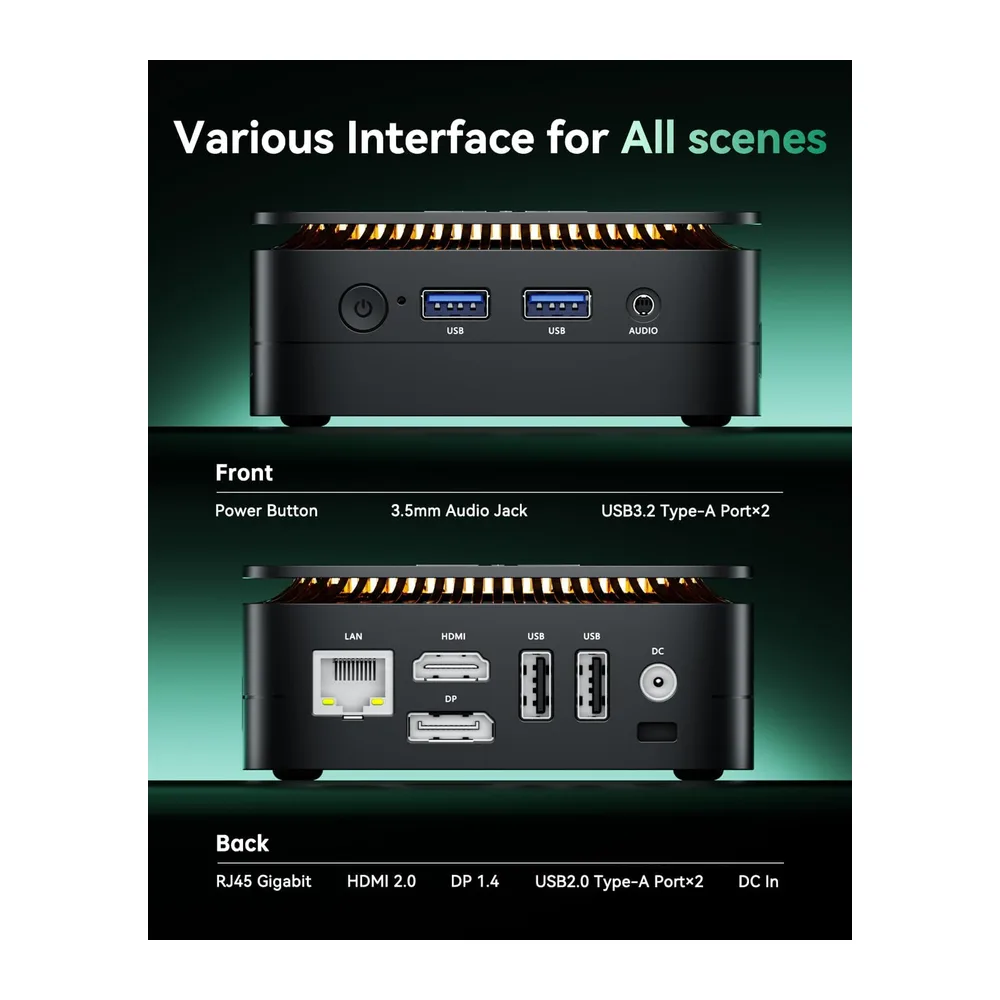 NiPoGi E1 Mini PC AΜD 3150U W11-Pro(2C/4T,Max 3,3GHz,Mieux Que J3355) | 8Go DDR4 RAM+256Go SSD(2To Max) 4K Dual Display(