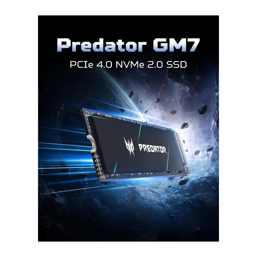 Acer Predator GM7 SSD interno M.2 NVMe de 1 TB PCIe 4.0 – Velocidad de lectura de hasta 7400 MB/s – SSD interno profesional – Almacenamiento gaming compatible con PC, portátil y PS5