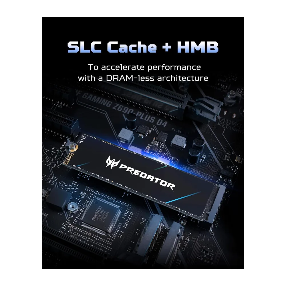 Acer Predator GM7 SSD interno M.2 NVMe de 1 TB PCIe 4.0 – Velocidad de lectura de hasta 7400 MB/s – SSD interno profesional – Almacenamiento gaming compatible con PC, portátil y PS5