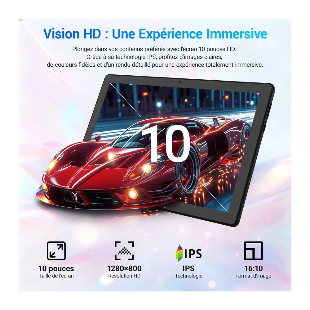 Tableta Android de 10 pulgadas, procesador de 5 núcleos, Widevine L1, 20 GB + 64 GB + hasta 1 TB microSD, WiFi 6, Bluetooth 5.3, batería de 6000 mAh, transmisión OTG, desbloqueo facial, conector de auriculares tipo C (Negro)