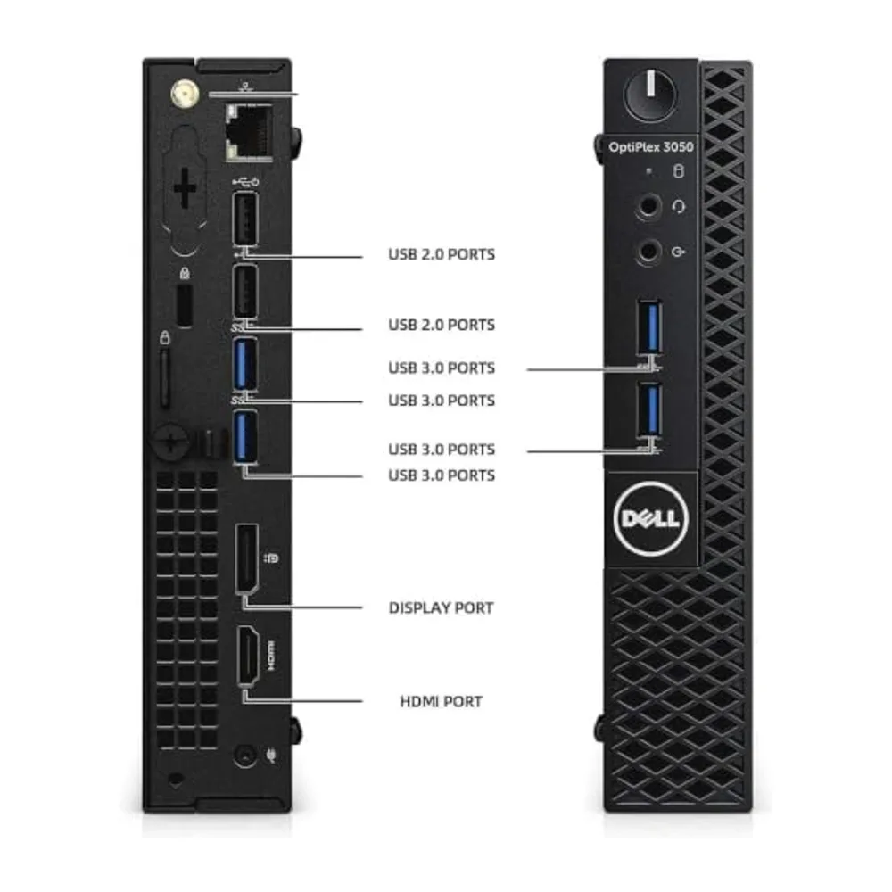 Dell OptiPlex 3050 Mini PC de bureau, Intel Core i5-6500T, 8 Go de RAM, 256 Go SSD, Wi-Fi, Bluetooth, clavier QWERTY amé