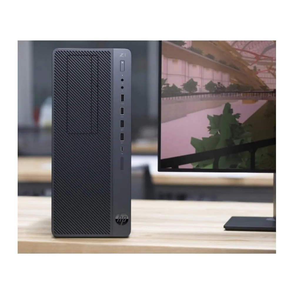 HP Z1 Entry Tower G5 Station de travail PC de bureau Intel Core i7-9700T, 16 Go de RAM, 512 Go SSD, clavier QWERTY améri